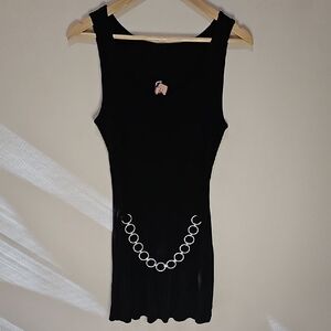 Vintage Obsessed Posse Black Top with Silver Chain Detail MADE IN USA